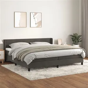 vidaXL Sommier à lattes de lit et matelas Gris foncé 200x200cm Velours pas cher