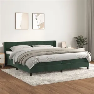 vidaXL Sommier à lattes de lit et matelas Vert foncé 200x200cm Velours pas cher