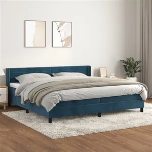 vidaXL Sommier à lattes de lit et matelas Bleu foncé 200x200cm Velours pas cher