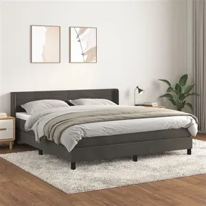 vidaXL Sommier à lattes de lit et matelas Gris foncé 160x200cm Velours pas cher