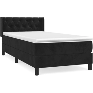 vidaXL Sommier à lattes de lit avec matelas Noir 90x200 cm Velours pas cher