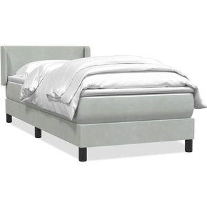 vidaXL Sommier à lattes de lit et matelas Gris clair 90x200 cm Velours pas cher