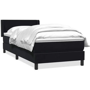 vidaXL Sommier à lattes de lit avec matelas Noir 100x200 cm Velours pas cher