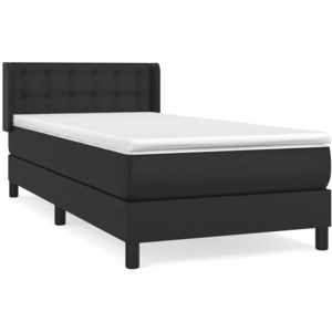 vidaXL Sommier à lattes de lit avec matelas Noir 90x190 cm Similicuir pas cher