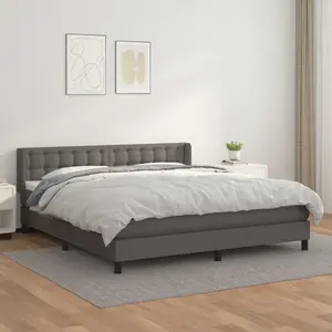 Comparateur de prix : vidaXL Sommier à lattes de lit avec matelas Gris 180x200 cm Similicuir