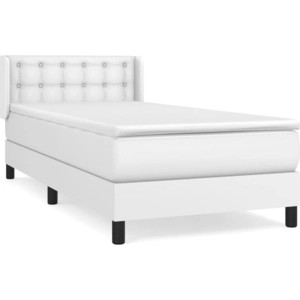 vidaXL Sommier à lattes de lit avec matelas Blanc 140x190cm Similicuir pas cher