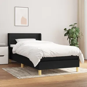 vidaXL Vidaxl Lit À Sommier Tapissier Avec Matelas Noir 90x190 Cm Tissu pas cher