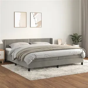 vidaXL Sommier à lattes de lit et matelas Gris clair 200x200cm Velours pas cher