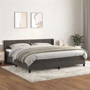 vidaXL Sommier à lattes de lit et matelas Gris foncé 200x200cm Velours pas cher