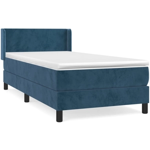 vidaXL Sommier à lattes de lit et matelas Bleu foncé 180x200cm Velours pas cher