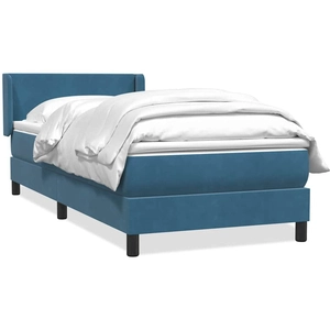 vidaXL Sommier à lattes de lit et matelas Bleu foncé 160x200cm Velours pas cher