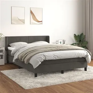 vidaXL Sommier à lattes de lit et matelas Gris foncé 140x190cm Velours pas cher