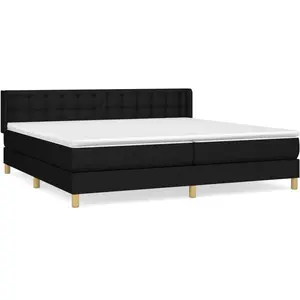 vidaXL Sommier à lattes de lit avec matelas Noir 200x200 cm Tissu pas cher