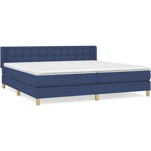 vidaXL Sommier à lattes de lit avec matelas Bleu 200x200 cm Tissu