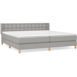 vidaXL Sommier à lattes de lit avec matelas Gris clair 200x200cm Tissu pas cher