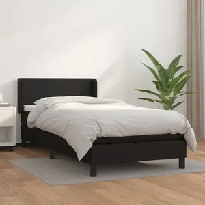 vidaXL Sommier à lattes de lit avec matelas Noir 80x200cm Similicuir pas cher