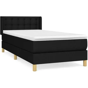 vidaXL Vidaxl Lit À Sommier Tapissier Avec Matelas Noir 90x200 Cm Tissu pas cher