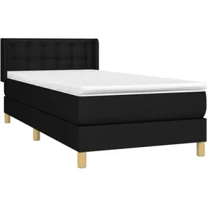 vidaXL Sommier à lattes de lit avec matelas Noir 90x190 cm Tissu pas cher