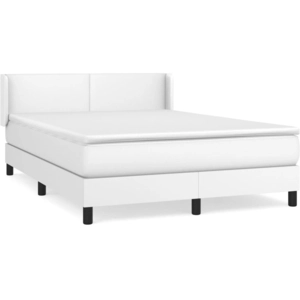 vidaXL Sommier à lattes de lit avec matelas Blanc 140x190cm Similicuir pas cher