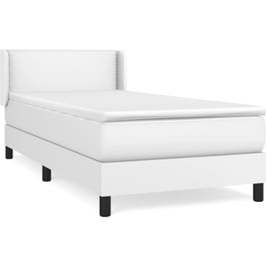 vidaXL Sommier à lattes de lit avec matelas Blanc 100x200cm Similicuir pas cher