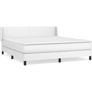 vidaXL Sommier à lattes de lit avec matelas Blanc 160x200cm Similicuir pas cher