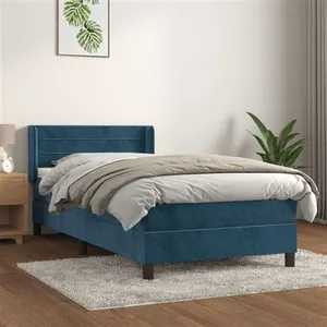 vidaXL Sommier à lattes de lit et matelas Bleu foncé 80x200 cm Velours pas cher