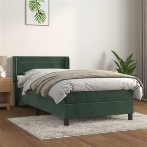 vidaXL Sommier à lattes de lit et matelas Vert foncé 80x200 cm Velours pas cher