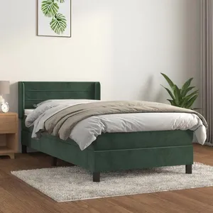 vidaXL Sommier à lattes de lit avec matelas Vert foncé 90x200 cm pas cher