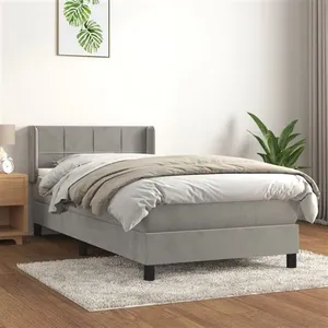 vidaXL Sommier à lattes de lit et matelas Gris clair 100x200cm Velours pas cher