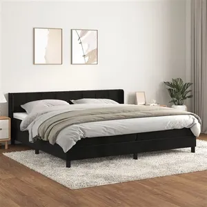 vidaXL Sommier à lattes de lit et matelas Noir 200x200 cm Velours pas cher