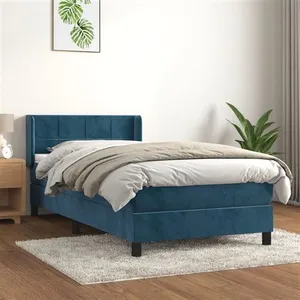 vidaXL Sommier à lattes de lit avec matelas Bleu foncé 90x190 cm pas cher