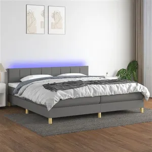vidaXL Sommier à lattes de lit et matelas et LED Gris foncé 200x200 cm pas cher