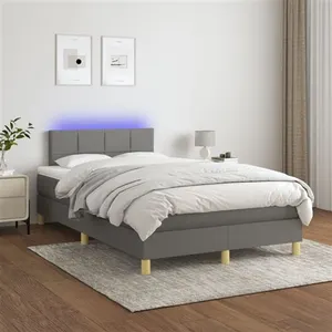 vidaXL Sommier à lattes de lit et matelas et LED Gris foncé 120x200 cm pas cher