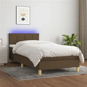 vidaXL Sommier à lattes de lit matelas et LED Marron foncé 100x200cm pas cher