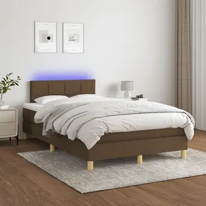 Non communiqué vidaXL Sommier à lattes de lit matelas et LED Marron foncé 120x200 cm pas cher