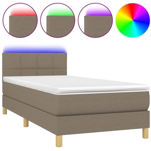 vidaXL Sommier à lattes de lit avec matelas LED Taupe 120x200 cm Tissu pas cher
