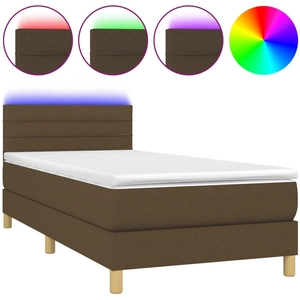 vidaXL Sommier à lattes de lit et matelas et LED Marron foncé 80x200cm pas cher