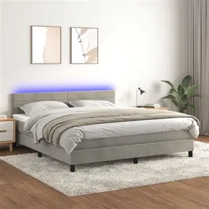 vidaXL Sommier à lattes de lit avec matelas LED Gris clair 160x200 cm pas cher