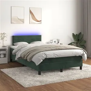 vidaXL Sommier à lattes de lit avec matelas LED Vert foncé 120x200 cm pas cher