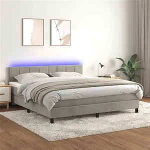 vidaXL Sommier à lattes de lit avec matelas LED Gris clair 160x200 cm pas cher