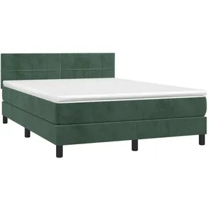 vidaXL Sommier à lattes de lit avec matelas LED Vert foncé 140x190 cm pas cher