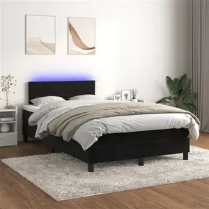 vidaXL Sommier à lattes de lit avec matelas et LED Noir 120x200 cm pas cher