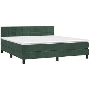 vidaXL Sommier à lattes de lit avec matelas LED Vert foncé 180x200 cm