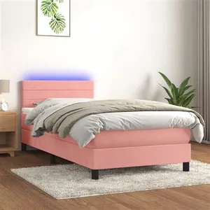vidaXL Sommier à lattes de lit avec matelas et LED Rose 80x200 cm pas cher