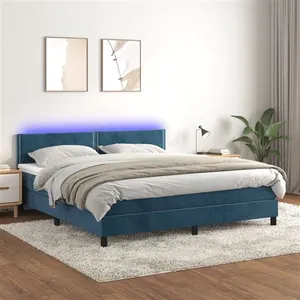 vidaXL Sommier à lattes de lit avec matelas LED Bleu foncé 180x200 cm pas cher