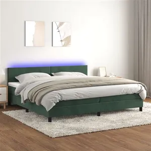 vidaXL Sommier à lattes de lit avec matelas LED Vert foncé 200x200 cm pas cher