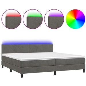 vidaXL Sommier à lattes de lit avec matelas LED Gris foncé 200x200 cm pas cher