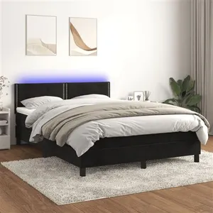 vidaXL Sommier à lattes de lit avec matelas LED Noir 140x200 cm pas cher