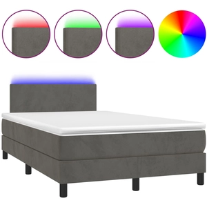 vidaXL Sommier à lattes de lit avec matelas LED Gris foncé 160x200 cm pas cher