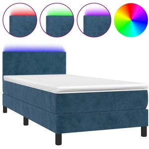 vidaXL Sommier à lattes de lit avec matelas LED Bleu foncé 140x190 cm pas cher